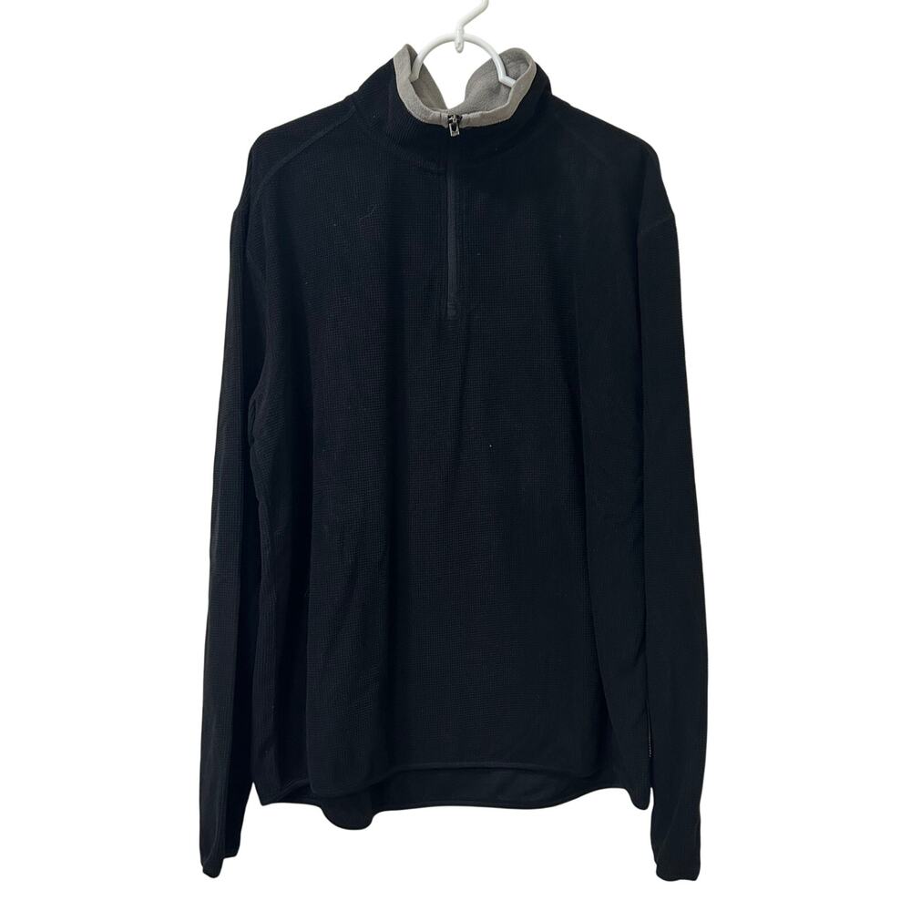 Fossa Men’s Size XL Black & Tan Thermal Waffle Fleece 1/4 Zip Jacket Basic